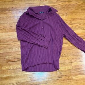 SHEIN Burgundy Button Down Shirt